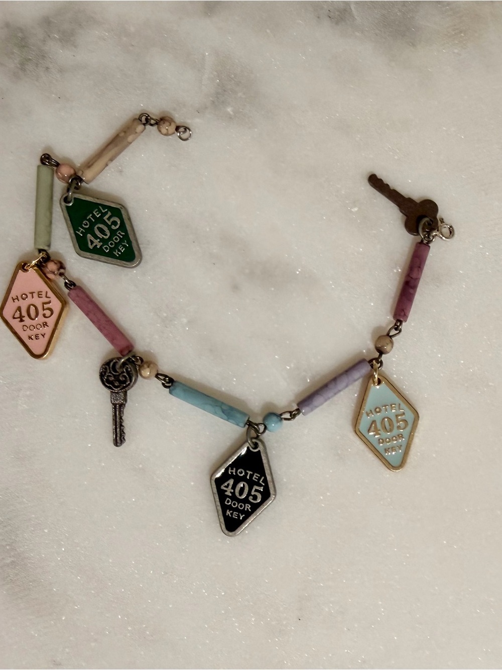 Handmade Lock & Key Multicolor Charm Bracelet